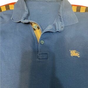 Burberry Blue Polo Shirt with Gold Emblem